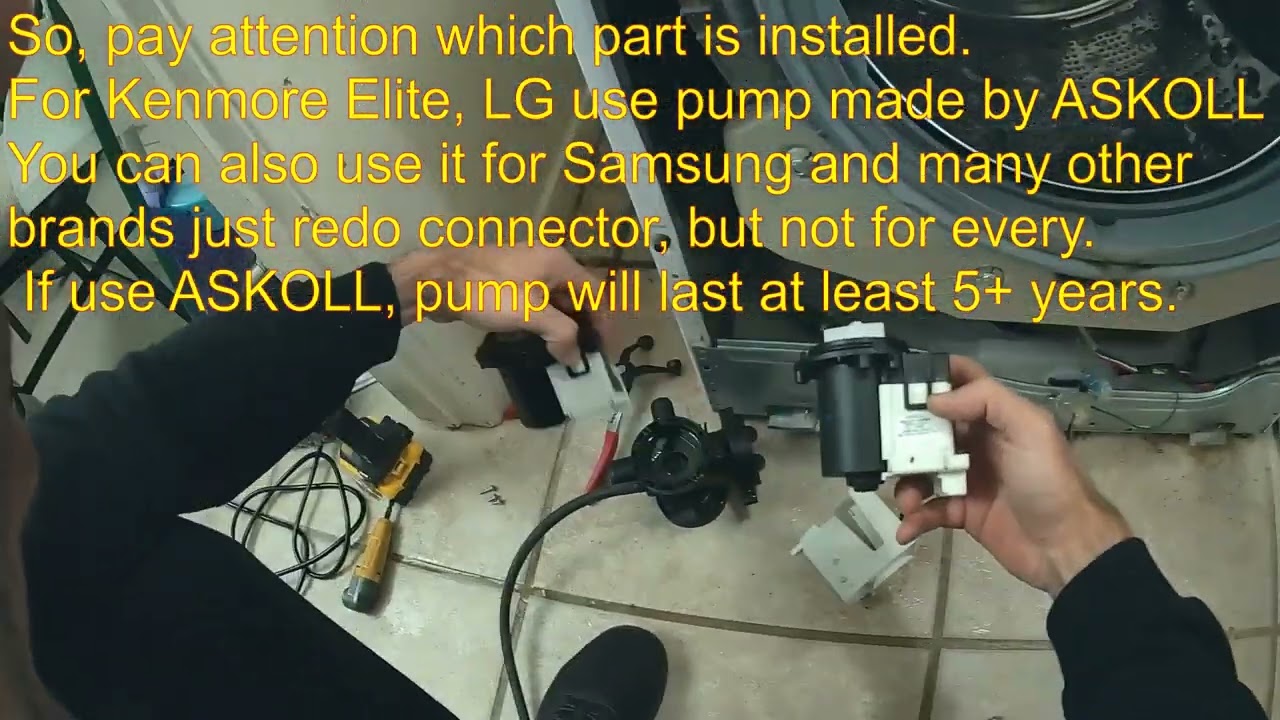 OE error. LG, Kenmore Elite washer draining issue. How to replace drain pump on front load washer.