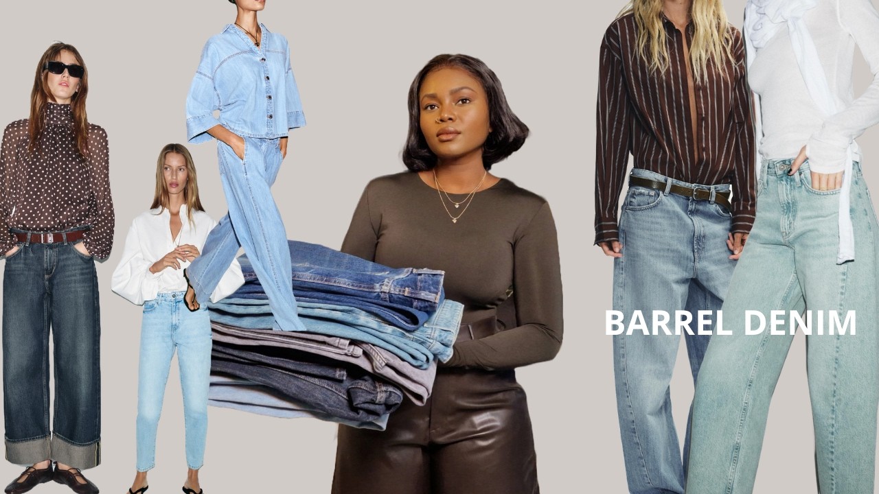 Примерка джинсов Zara Barrel Jeans в 2026 году.