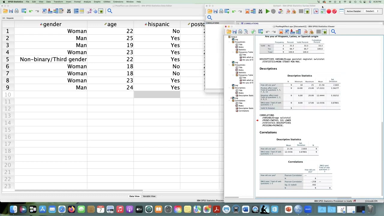 SPSS with Syntax -  Bivariate Descriptive Statistics