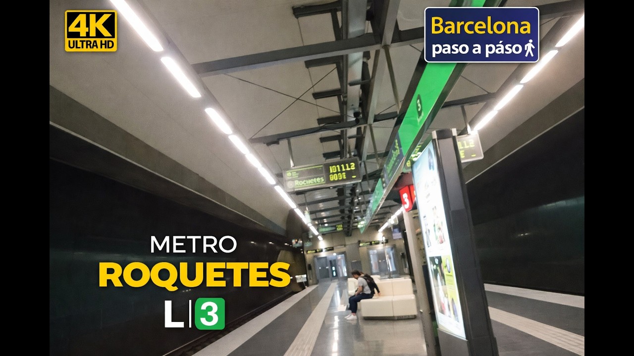Metro Roquetes L 3 | Barcelona en metro | Paseos por Barcelona 4K | España