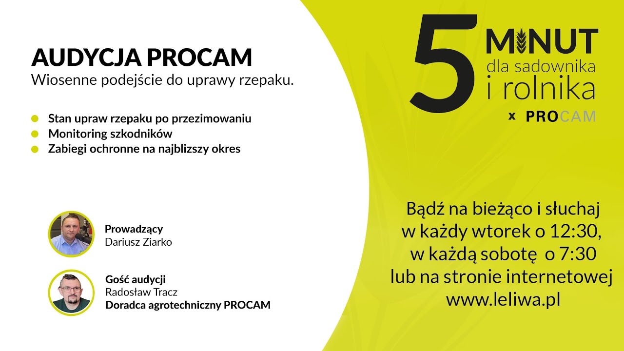 Audycja 5 Minut Dla Sadownika I Rolnika - Wiosenne podejscie do uprawy rzepaku.