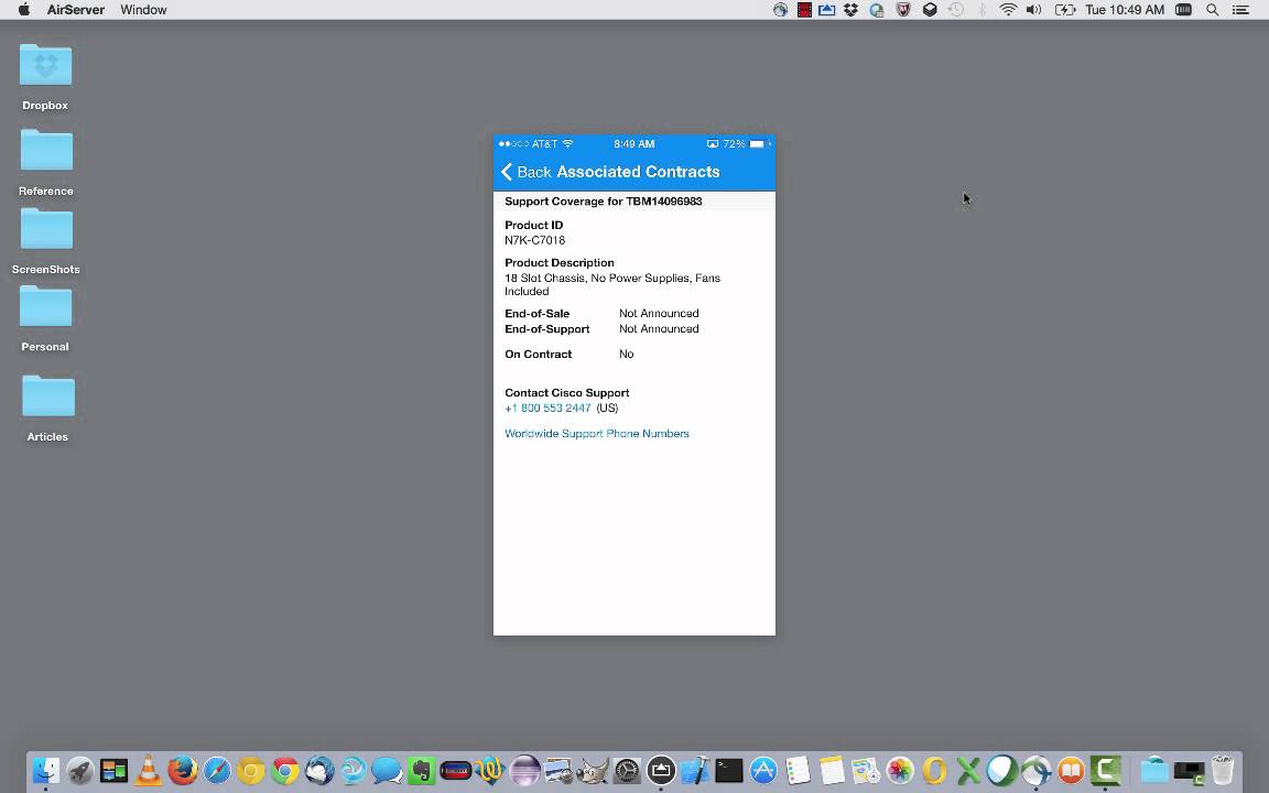 Cisco Technical Support Mobile App - Contract Details