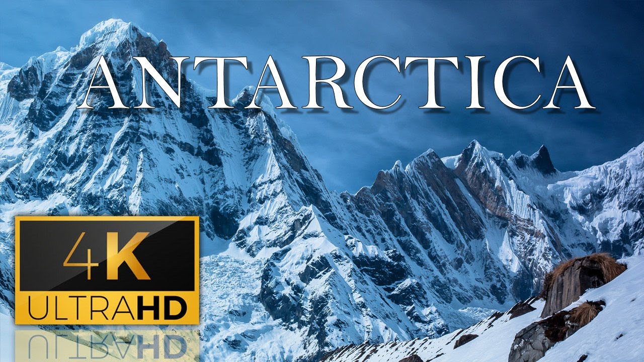 FLYING OVER ANTARCTICA 4K   Relaxing Music With Beautiful Nature For Stress Relief