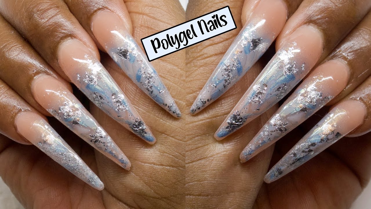 🤯 DIY COME SEE HOW TO DO Metallic Blue Stiletto Nails WITH POLYGEL💙💅🏼#101