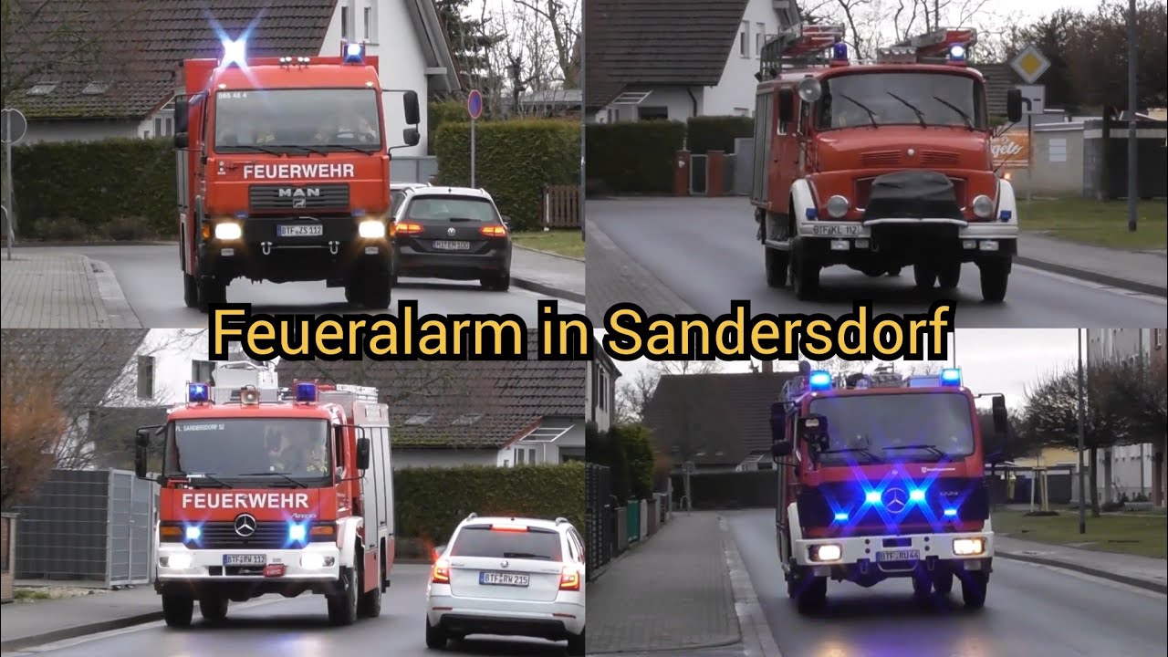 Brand Gebäude! - Rundhauber - Einsatzfahrten von 4 Feuerwehren zum Gebäudebrand nach Sandersdorf