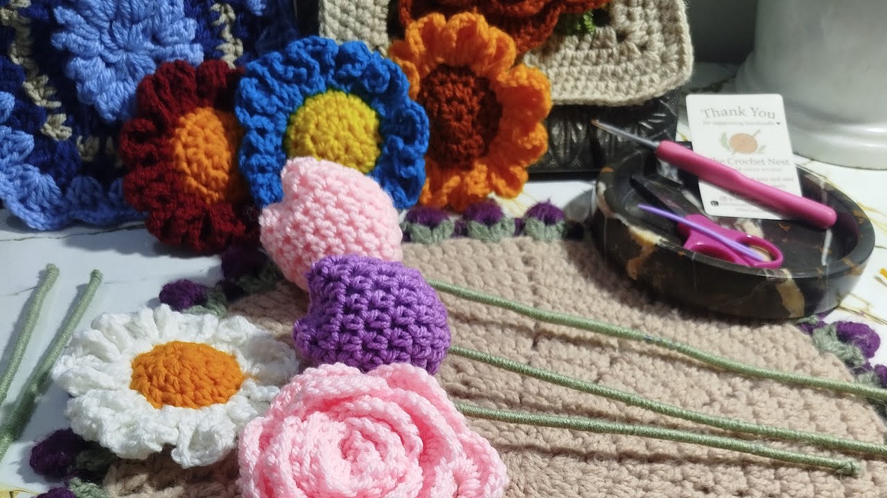 Crochet Rose flower finishing  | The Crochet Nest | Yarn and Hook Studio  is live