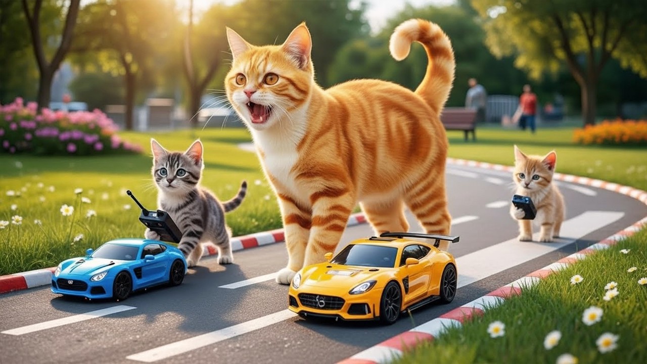 Mama Cat Trims Fur on the Farm and Makes Tiger Hat For Kittens At Home🐾🎩🐯