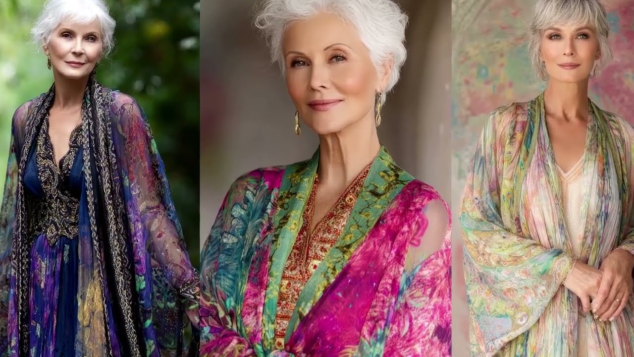 💐 Natural Women Over 50: Rock Beautiful Sheer Printed Midi Dresses with Timeless Elegance!