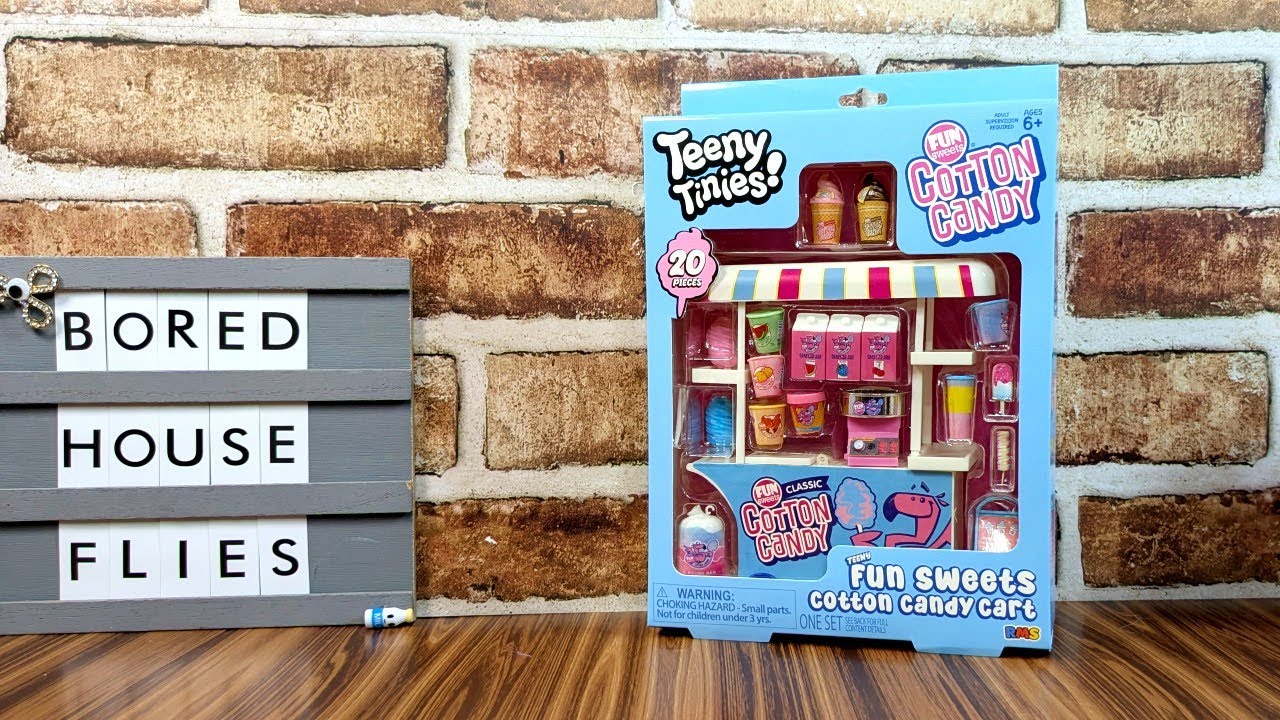 Teeny Tinies - Teeny Fun Sweets Cotton Candy Cart | Doll Sized Snack Stand Fun!