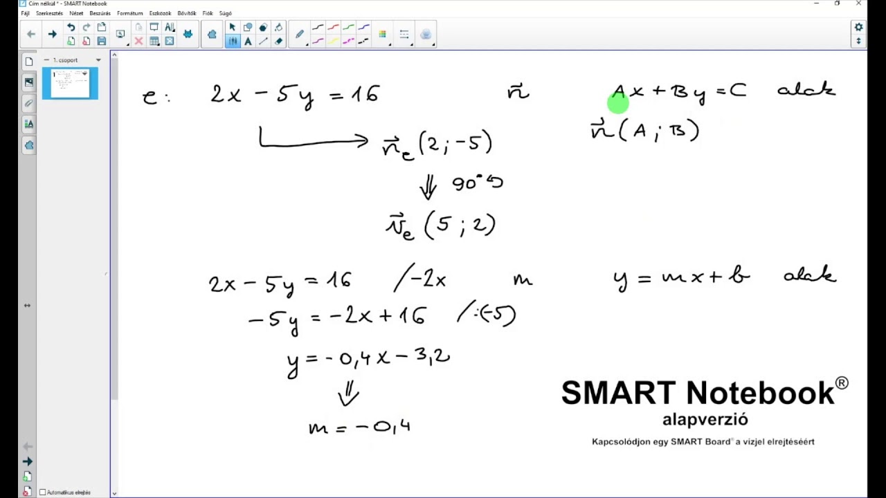 Egyenes irányát jellemző mennyiségek
