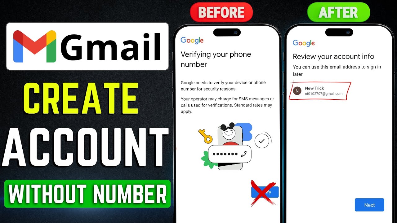 Gmail Account  ( Without Verification ) | No OTP & No Phone Number ✅