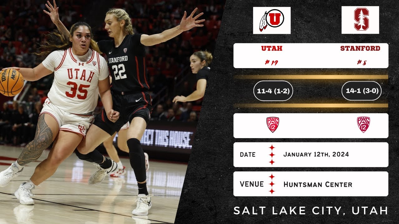 No. 19 Utah vs No. 8 Stanford | Pac-12 | 1.12.24