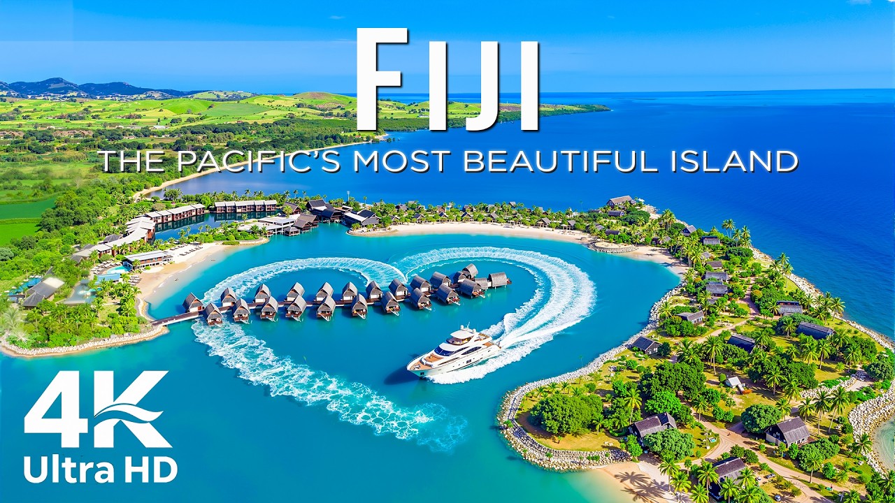 Fiji 4K Drone Footage | Luxury Overwater Bungalows, Turquoise Lagoons & Tropical Island Escape