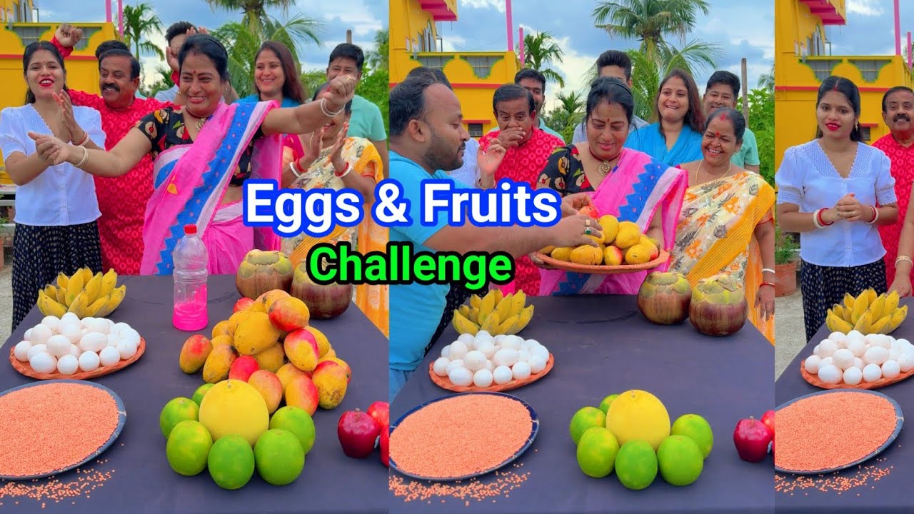 Eggs Dal And Fruits Funny Bottle Flip Challenge Game