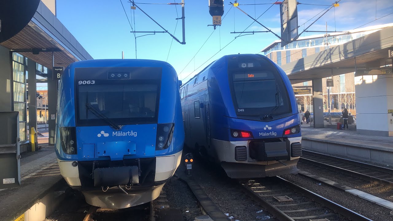 Tåg på Uppsala C den 3 februari 2024. Railway vids, Uppsala, Sweden