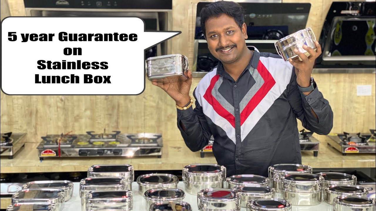 21 varieties of Stainless Steel lunch boxes @ 5 years guarantee Meenakshi & Meenakshi Update