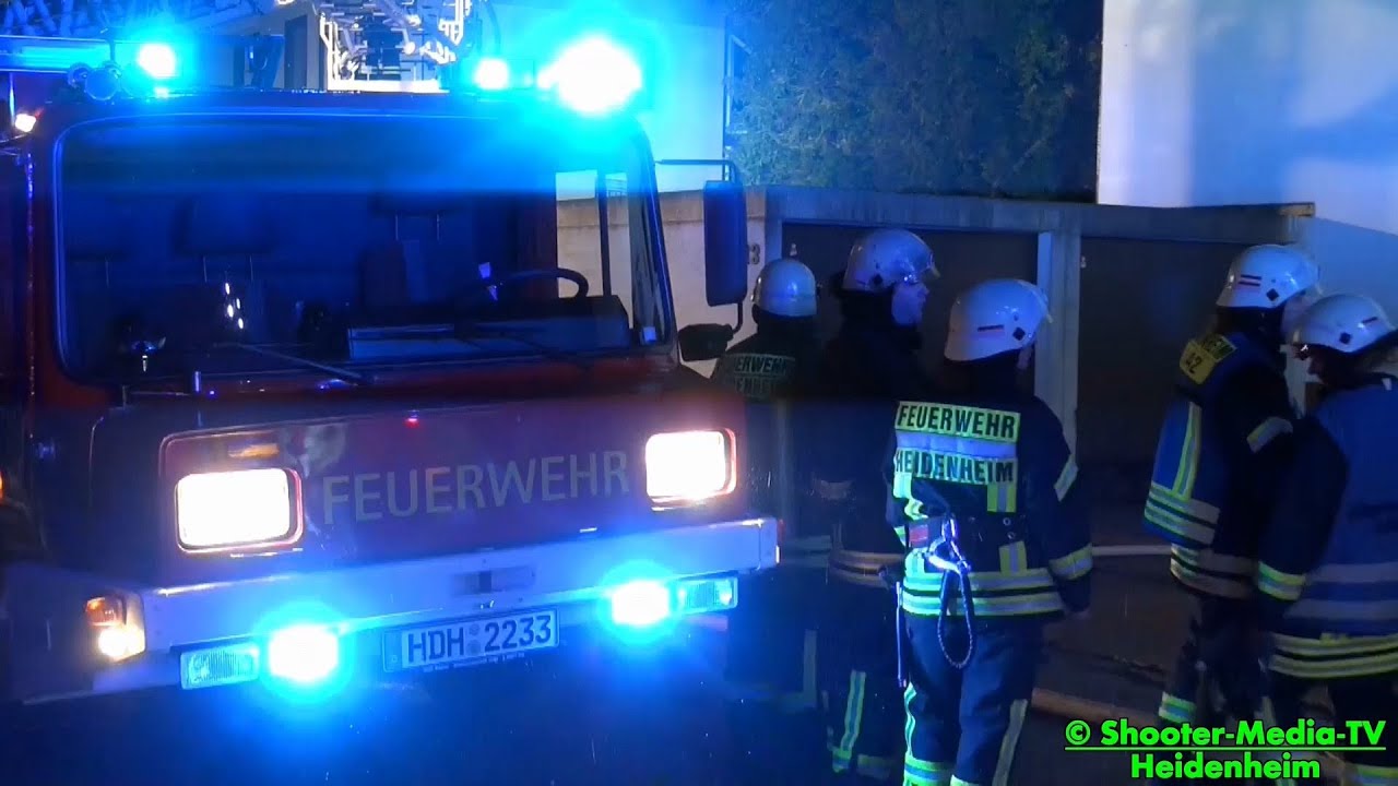 [E] WOHNHAUSBRAND + FEUERWEHR HEIDENHEIM IM EINSATZ + LÖSCHARBEITEN + DREHLEITER
