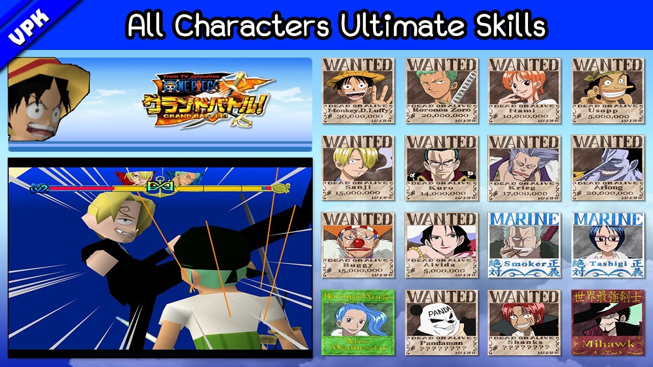 One Piece Grand Battle! [PS1] - All Characters Ultimate Skills