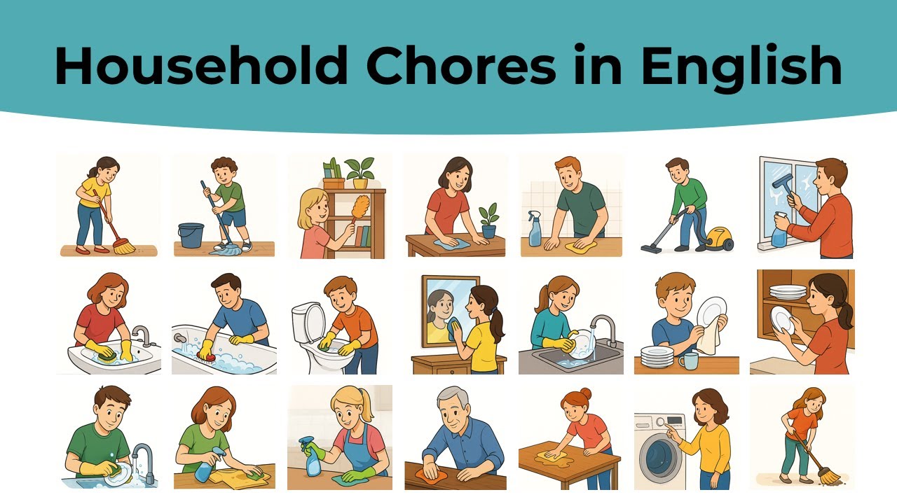 Household Chores Vocabulary in English | English Vocabulary | English Learning with Pictures!