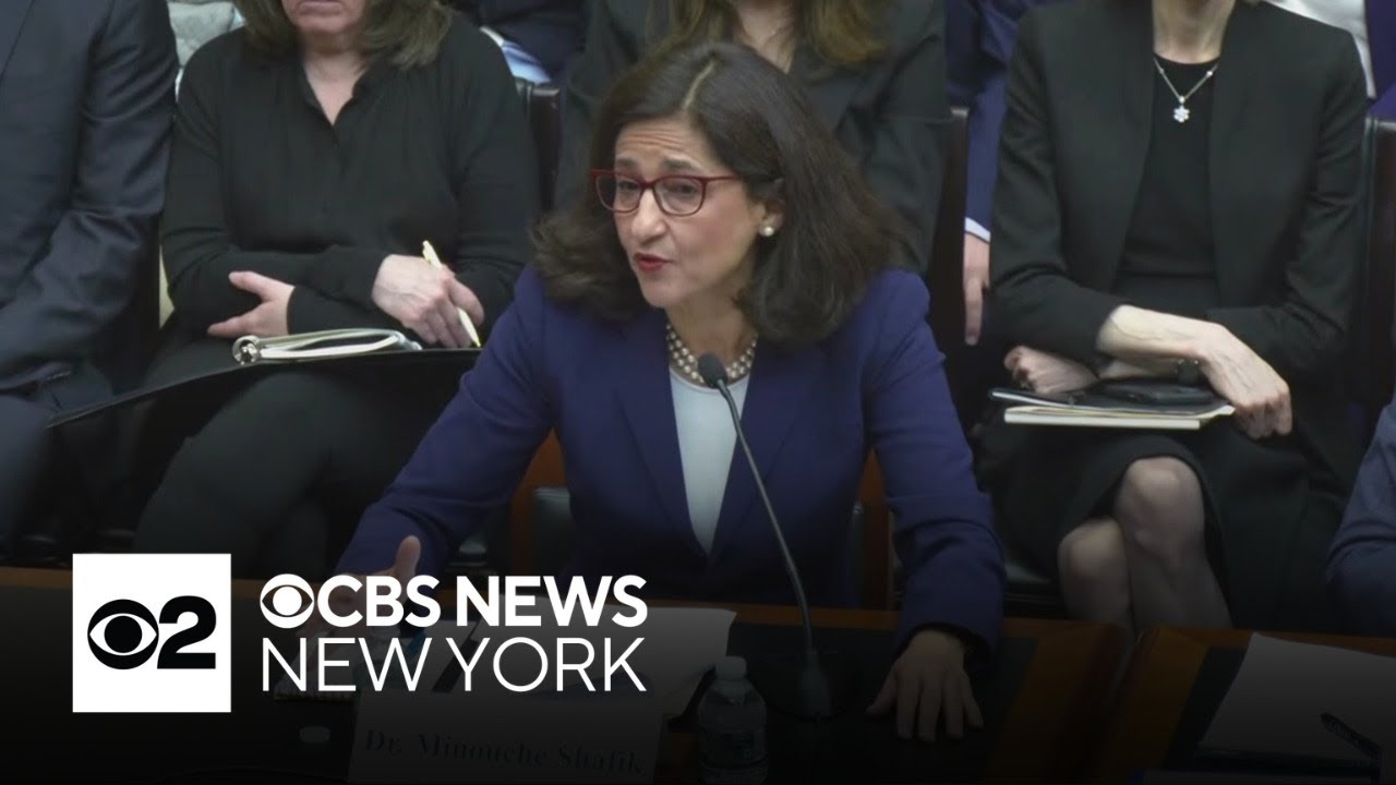 Columbia University president testifies about antisemitism as students protest on main lawn
