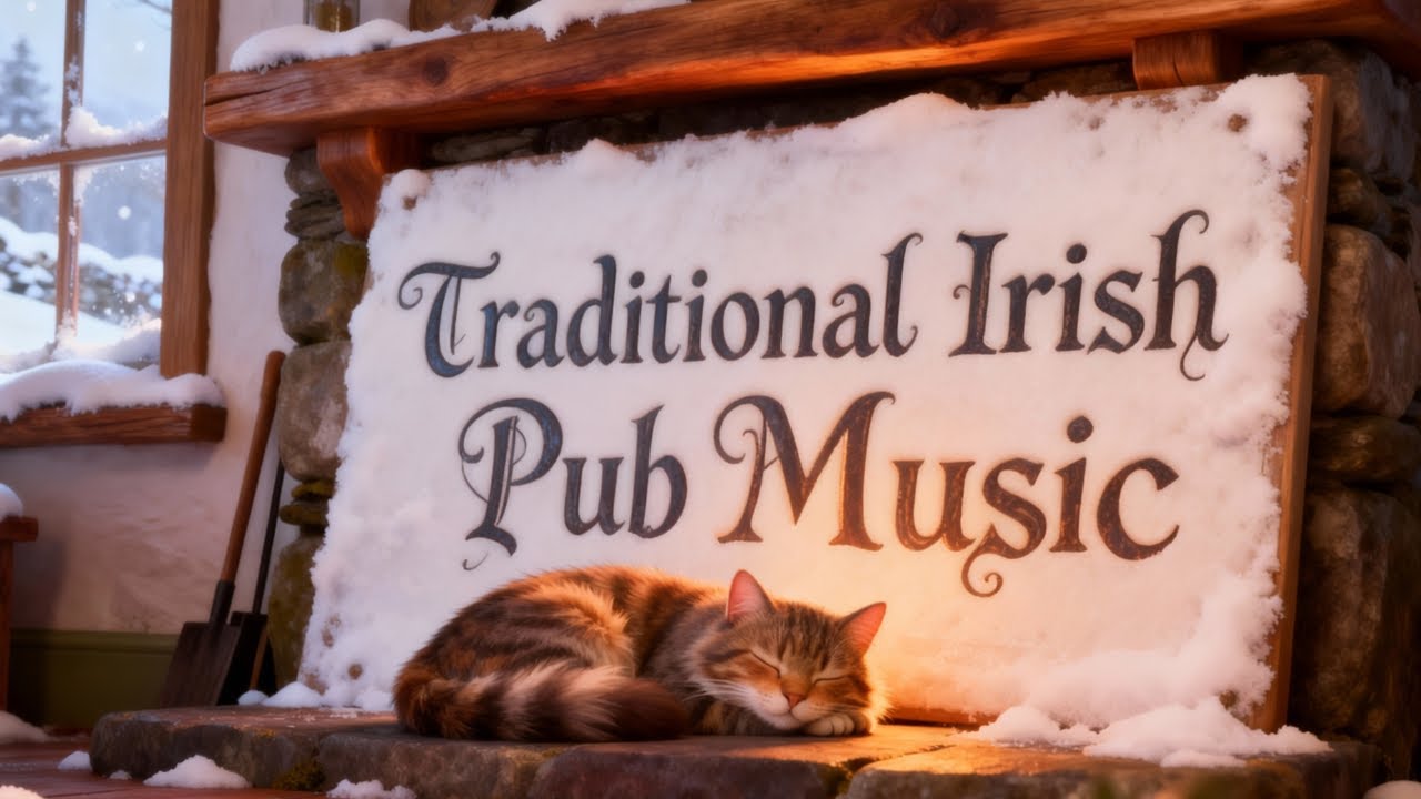 Cozy Irish Pub Music by the Fire 🔥🐈  30 Minutes of Traditional Folk Songs