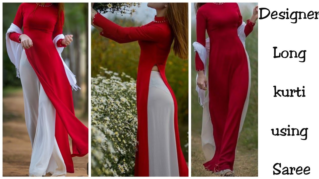 DIY STRAIGHT LONG KURTI USING SAREE/ DUPATTA