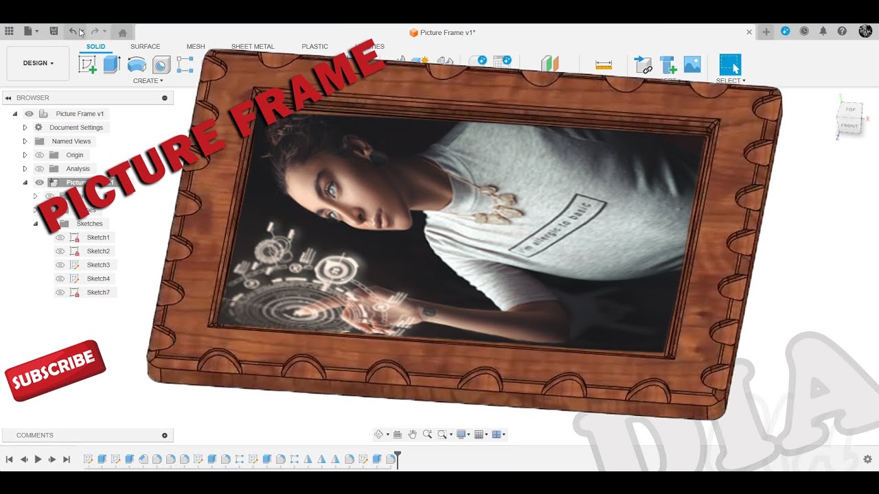 3D model of a wooden Picture Frame... Fusion 360