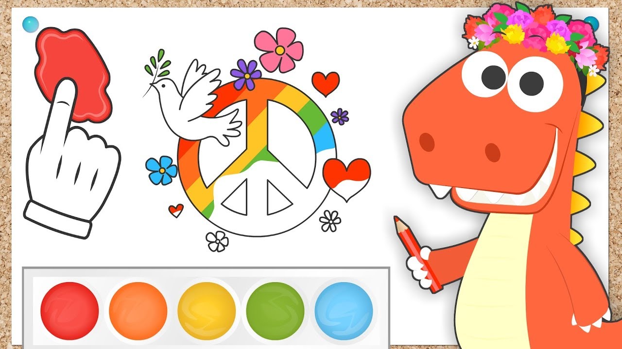 Aprende con Eddie cómo colorear el símbolo de la Paz🕊✨Eddie el dinosaurio el Día Mundial de la Paz