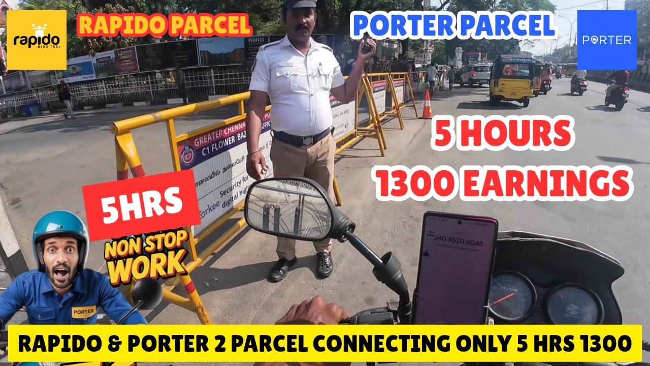 🔗RAPIDO PARCEL & PORTER PARCEL 2 CONNECTING ORDERS | 5HRS EARNINGS VLOG #porter #rapido #chennai