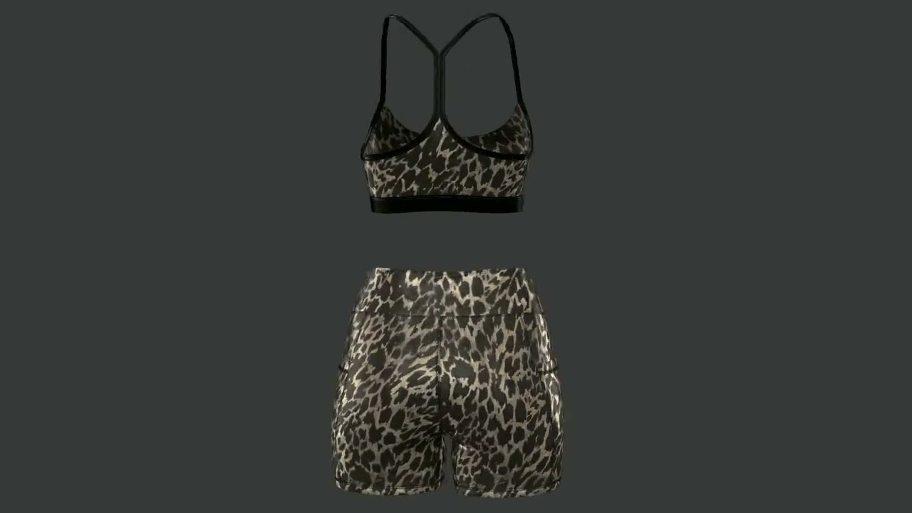 Leopard Print Sports Bra and Legging Shorts Set