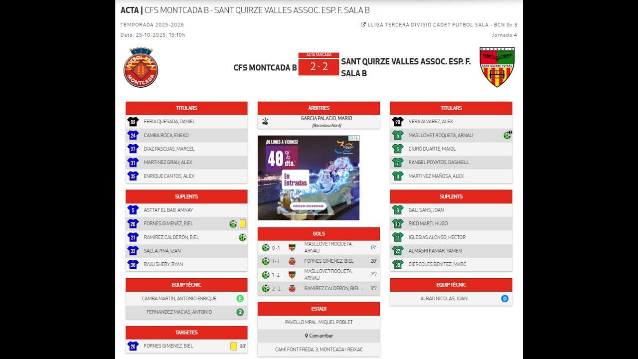 25 10 25 Cadete B   Sant Quirze B