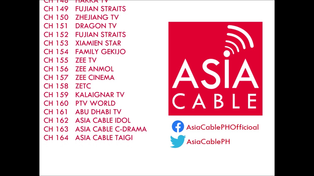 Asia Cable New Channel Lineup: March 14, 2021
