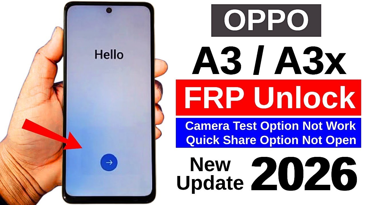 Oppo A3 / A3x FRP Bypass 2026 🔥 Android 15 | Camera Test Not Work | Remove Google Account Without PC