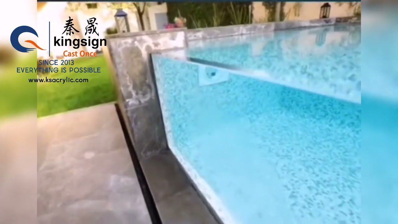 Infinity swimming pool, acrylic pool window glass panel.