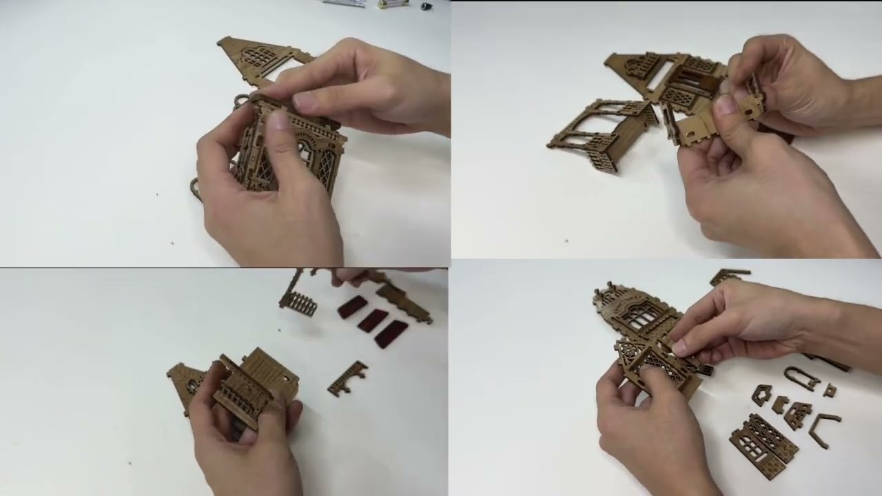FUNPOLA 3D Wooden Puzzle Rural Cottage Assembly Instruction