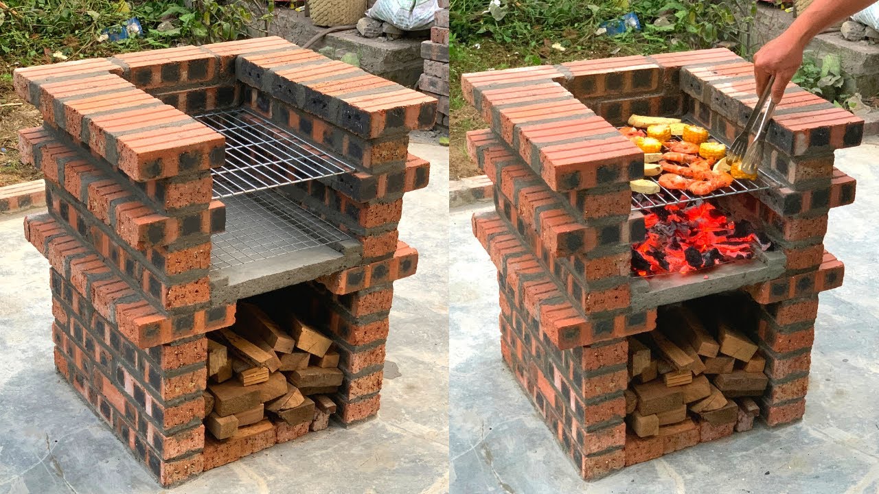 Creative Kitchen Grill From Red Bricks - Creative Projects From Cement