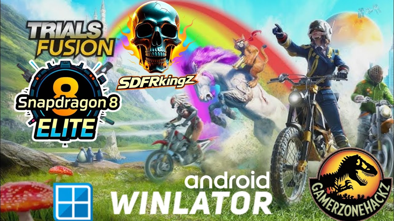 Trials Fusion Awesome Level Max Edition Winlator Emulator Snapdragon 8 Elite Oneplus 13 Gameplay