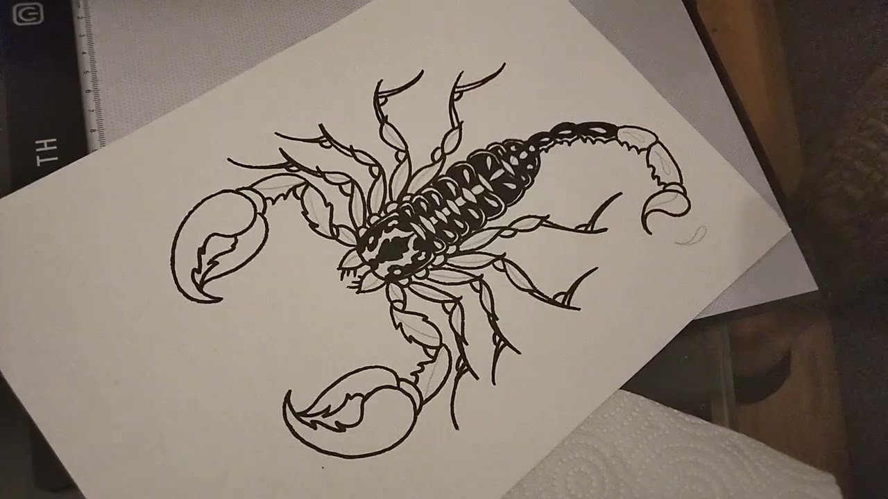 Scorpion  tattoo flash in  progress