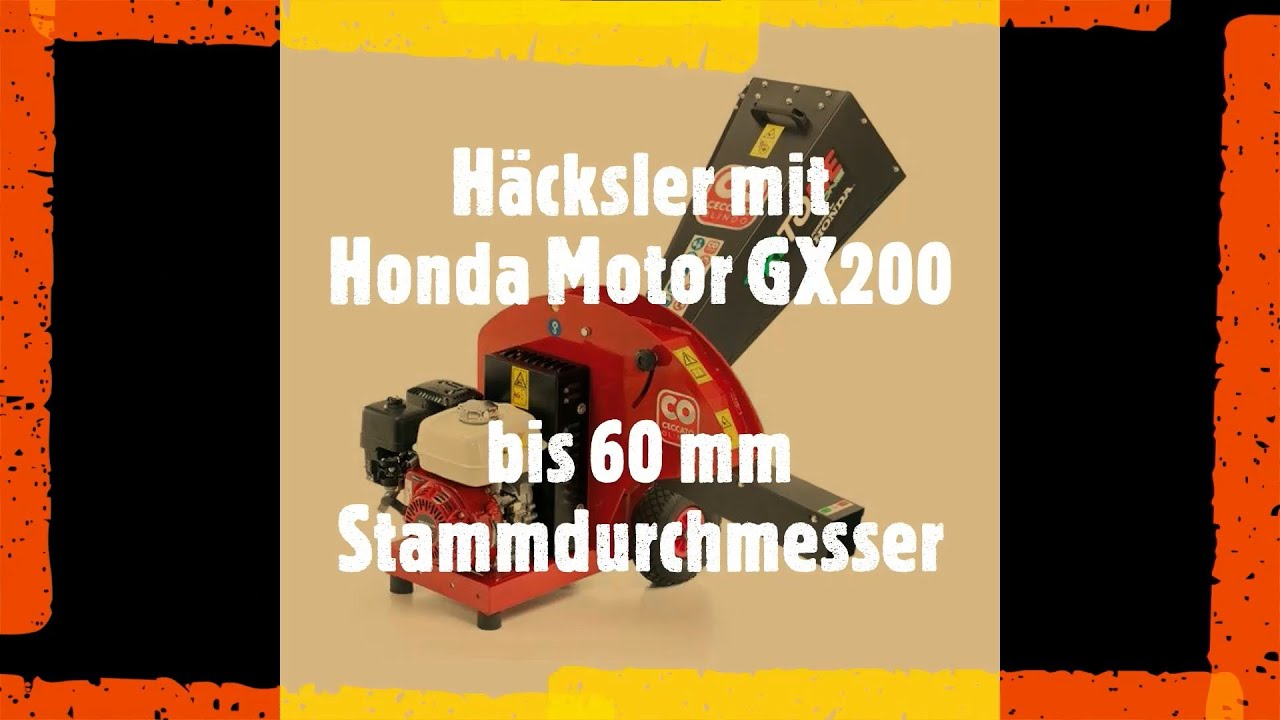 Häcksler Honda GX200 im Einsatz 🌳 Schredder bis 60 mm🍃 Häcksler Holz 🌲 Honda GX 200 mit Benzin Motor