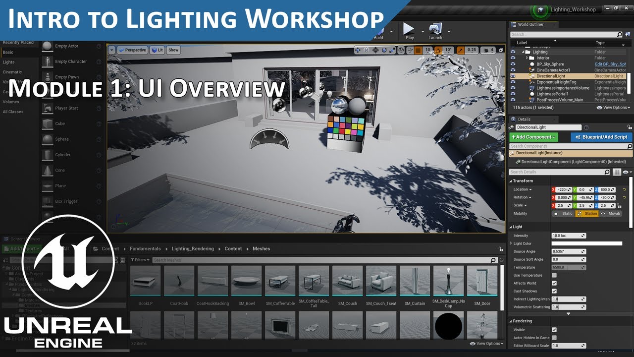 Unreal Engine Lighting Workshop: UI Overview