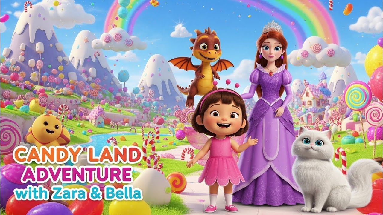Candy Crush Adventure! Zara & Bella the Magic Cat in Sweet Candy World 🍭🐱 | Kids Story