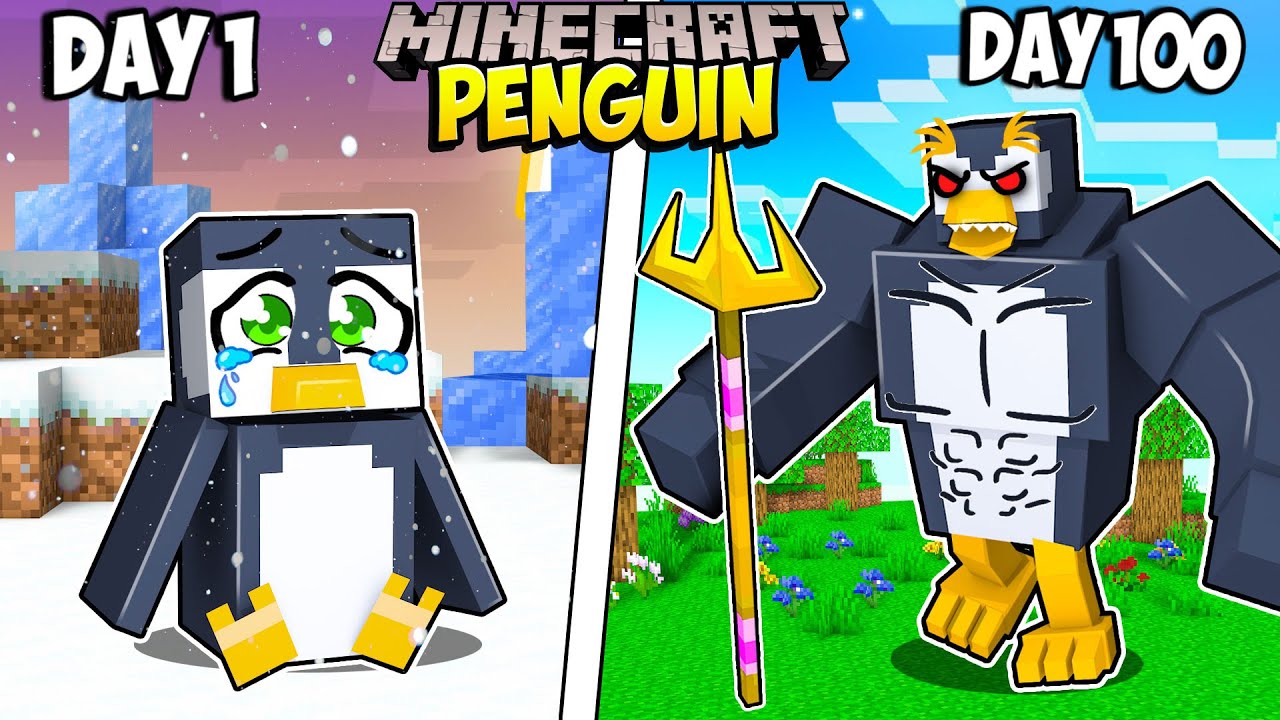 I Survived 100 Days as a PENGUIN in Minecraft