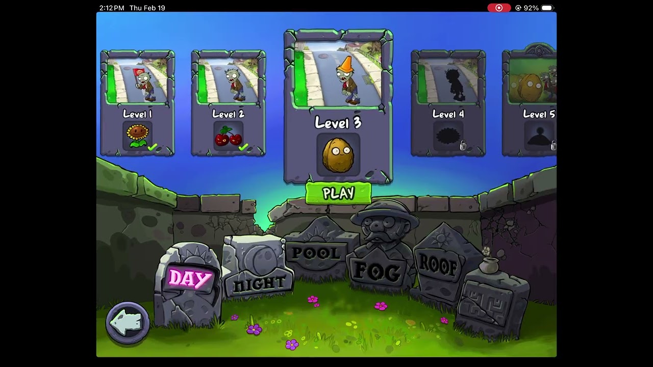 Plants vs. Zombies™ HD (iPadOS) Day level 1 - 3 (Gameplay Walktrough) (2026)
