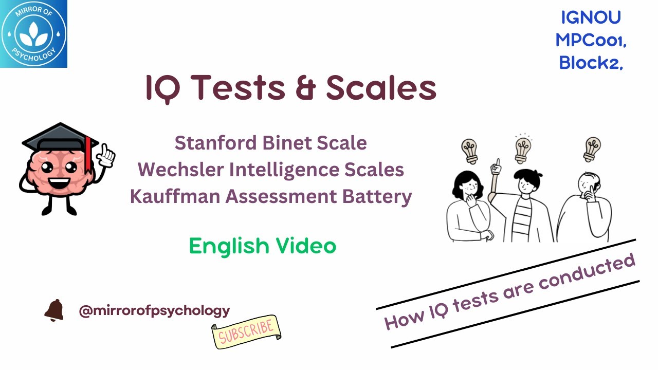 IQ Tests & Scales || Intelligent Quotient Testing || Cognitive Psychology #MAPC #IGNOU