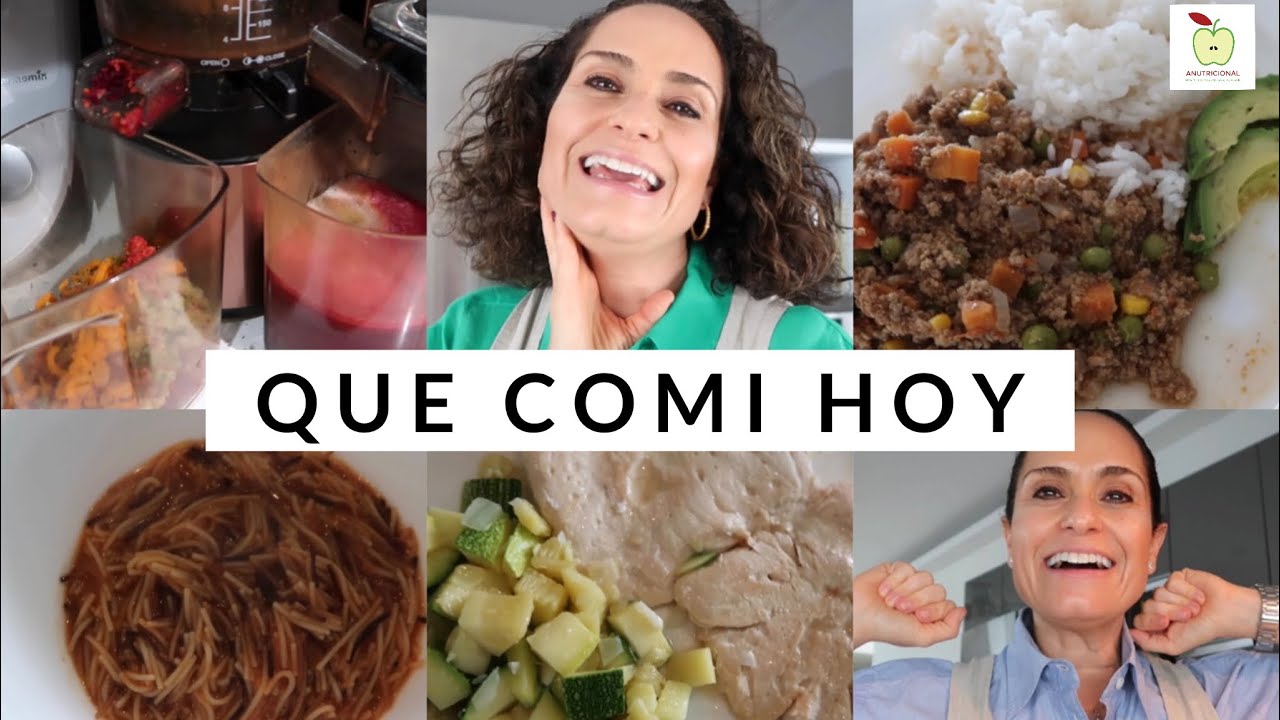 Que Comi Hoy / Recetas de Jugos, Comidas: Picadillo, Arroz, Sopa de Fideo y Calabacitas