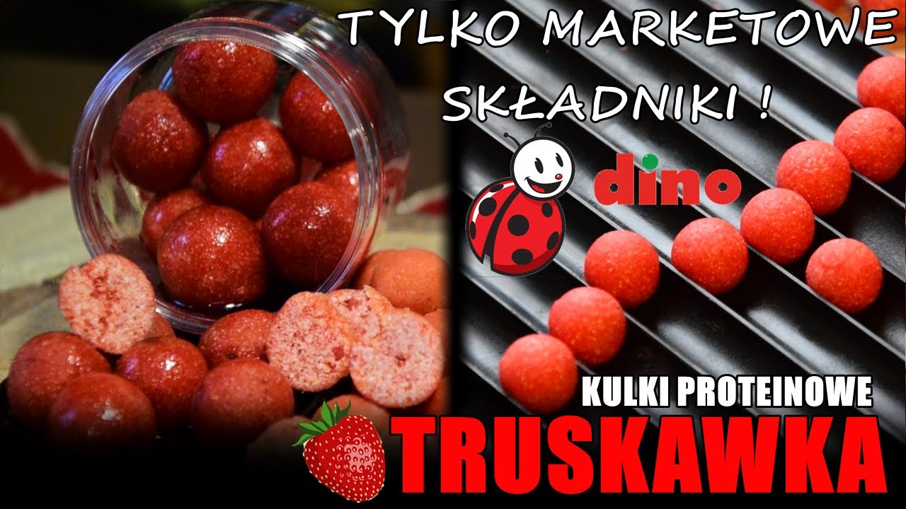 Kulki proteinowe - TRUSKAWKA - ze składników marketu BIEDRONKA i DINO
