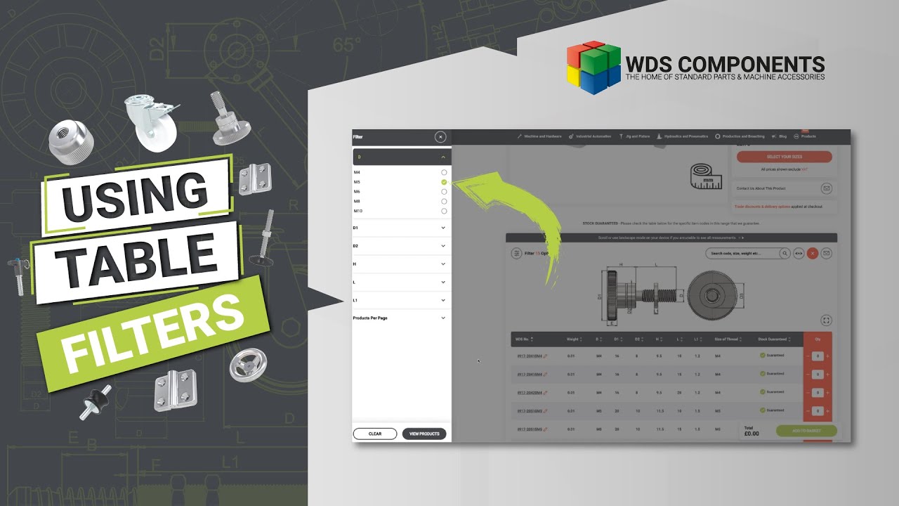 Using table filters - WDS Components