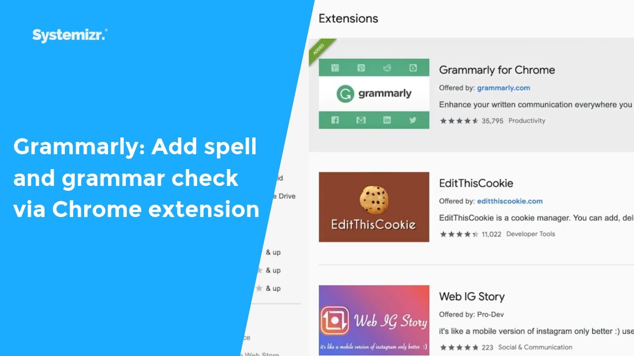 Grammarly: Add spell and grammar check via Chrome extension