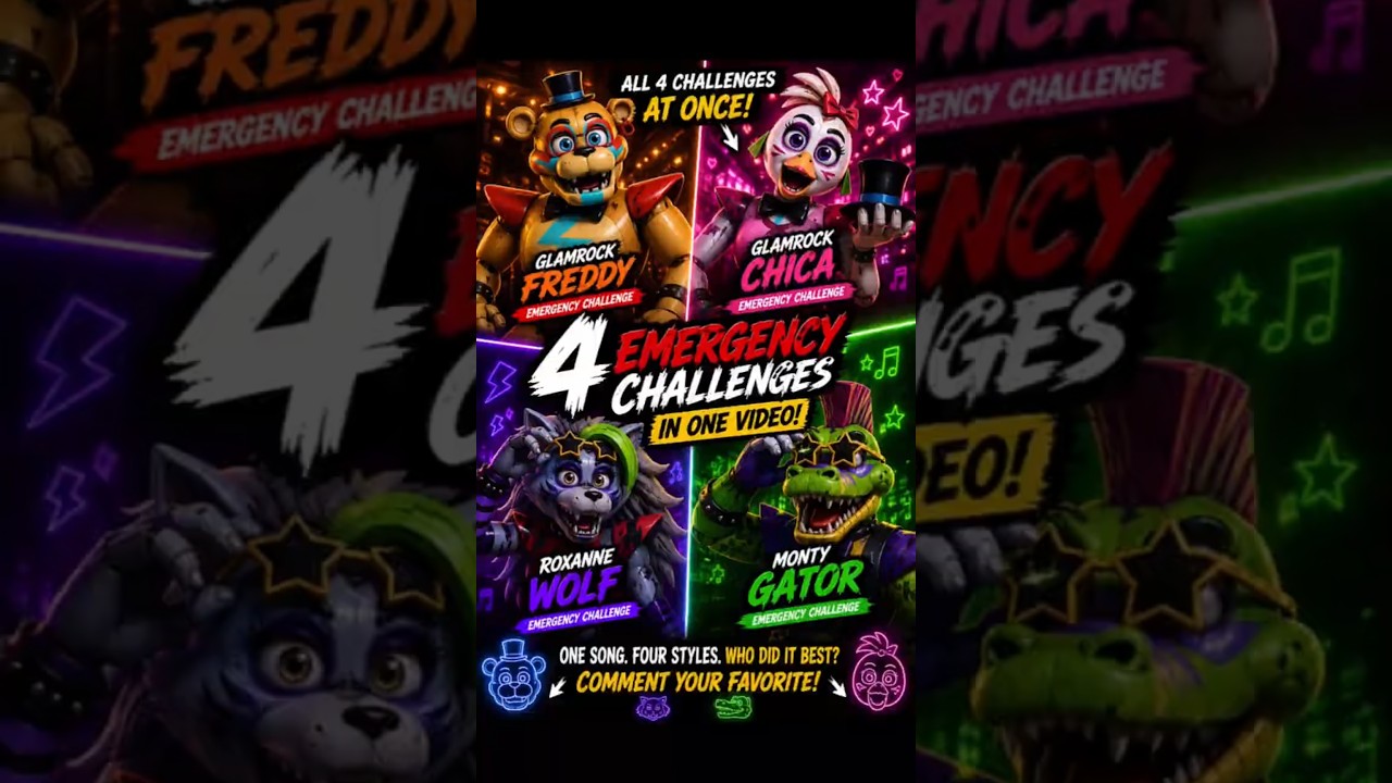 ALL 4 Emergency Challenges in ONE Video! 🤯 | FNAF Security Breach #shorts