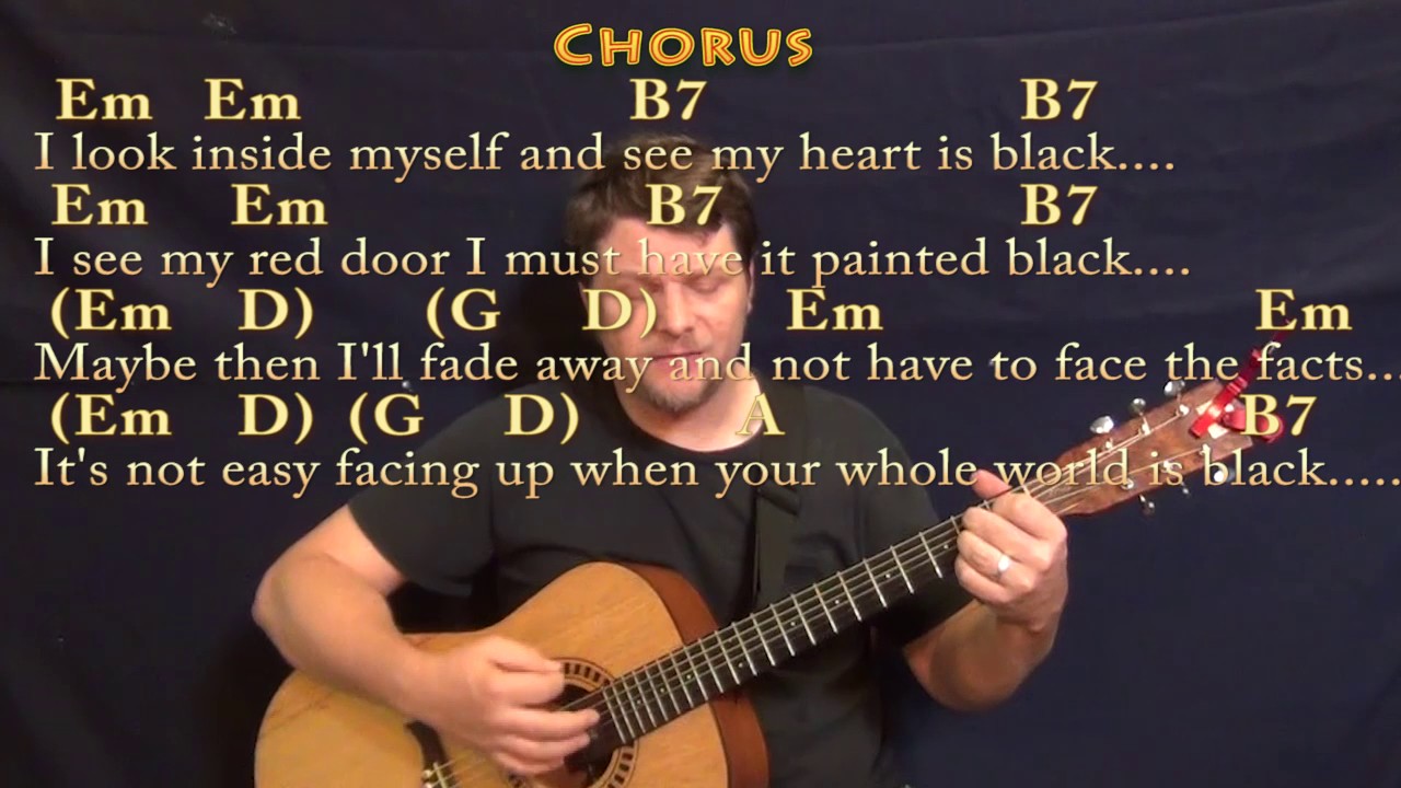 Paint It, Black (The Rolling Stones) Strum Guitar Cover Lesson in Em with Chords/Lyrics